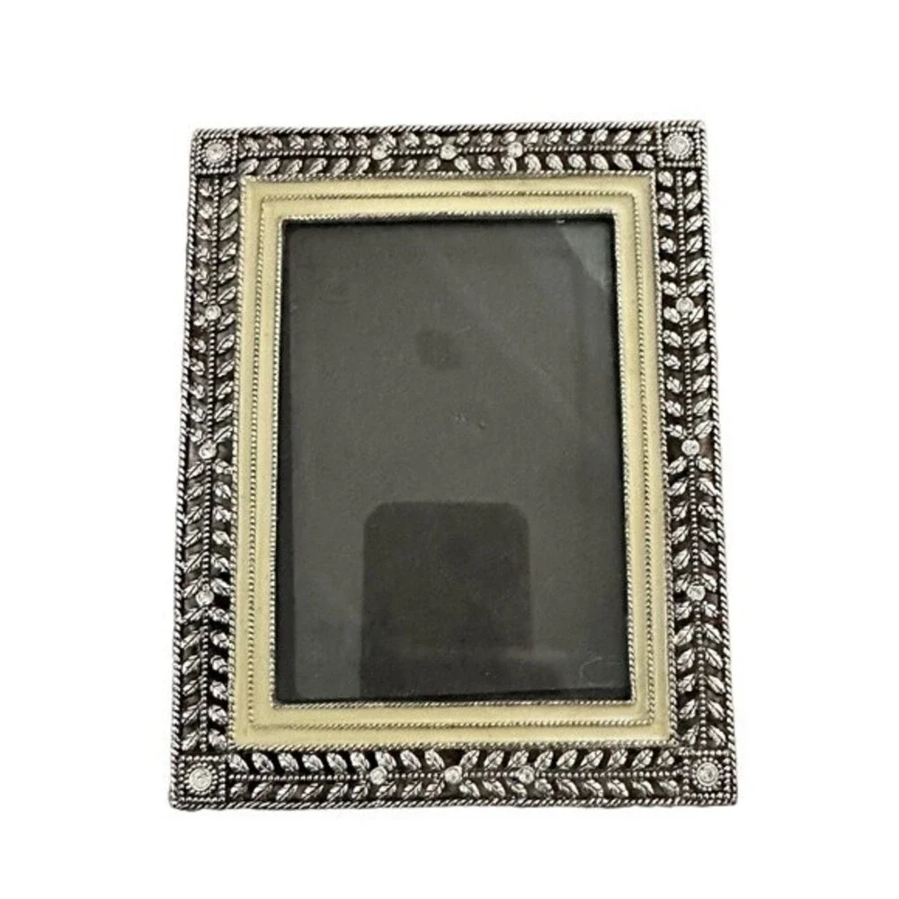 Metal Enamel Leaf Crystal‎ Frames Set of 2